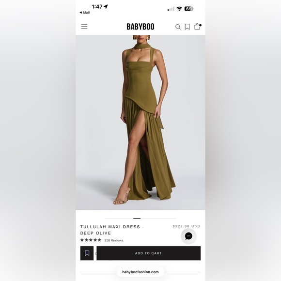 Chic Olive Maxi Dress with Embellished Trim - Picture 7 of 7